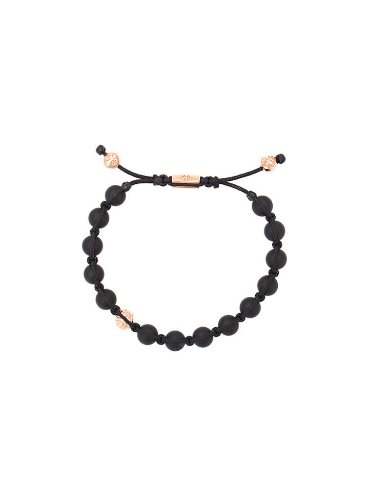 Nialaya Jewelry 14kt Rose Gold Bead Bracelet - Black
