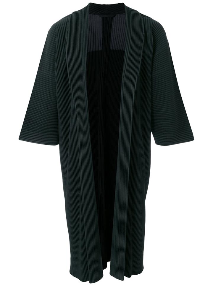 Homme Plissé Issey Miyake Pleated Long Coat - Black