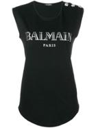 Balmain Embellished Buttons Top - Black