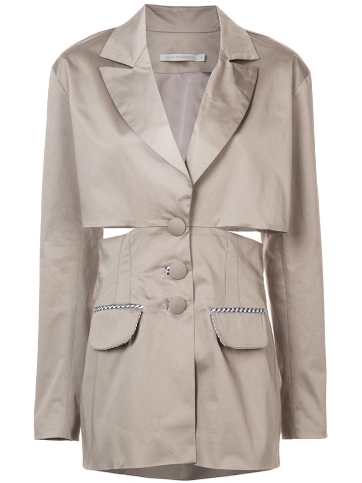 Silvia Tcherassi Cut-out Short Trench Coat - Brown