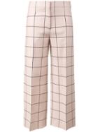 Valentino - Grid Print Straight-leg Trousers - Women - Silk/spandex/elastane/lyocell/virgin Wool - 42, Pink/purple, Silk/spandex/elastane/lyocell/virgin Wool