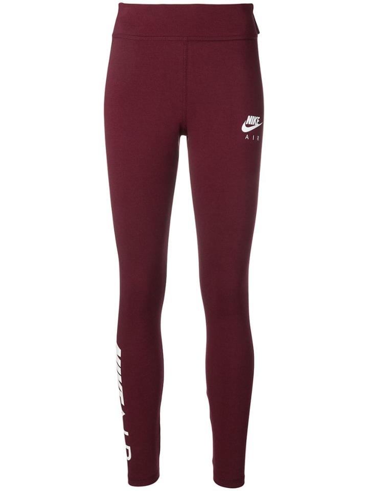 Nike Maroon Logo Leggings - Red