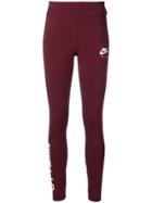 Nike Maroon Logo Leggings - Red