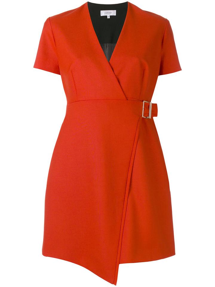 Carven - V-neck Wrap Dress - Women - Polyester/acetate/viscose/virgin Wool - 38, Red, Polyester/acetate/viscose/virgin Wool