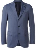 Lardini Three Button Blazer, Men's, Size: 48, Blue, Polyester/cupro/viscose/wool