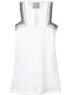 Laneus Embroidered Shoulder Dress, Women's, Size: 42, White, Cotton/aluminium