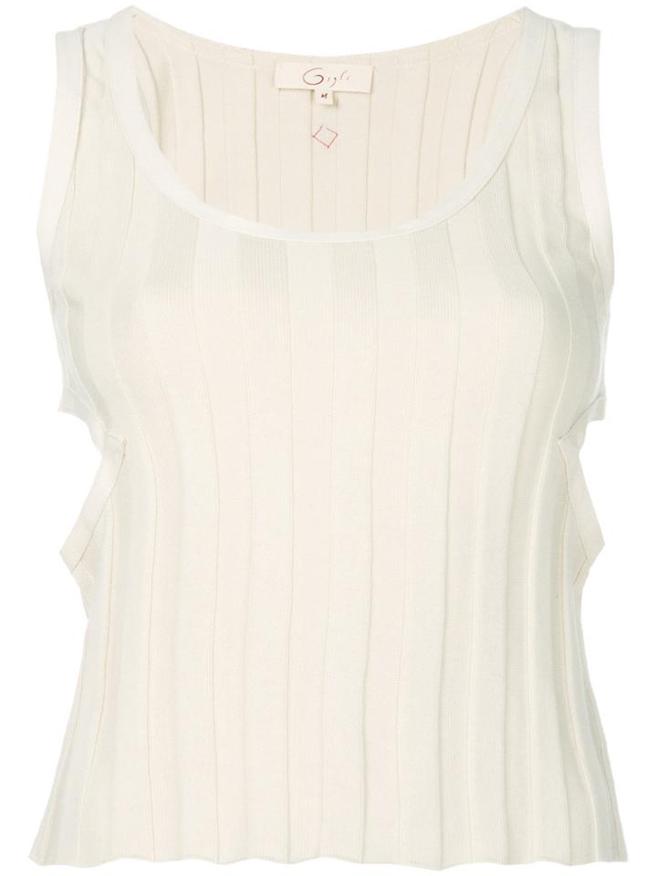 Romeo Gigli Vintage Cutout Ribbed Tank - Nude & Neutrals