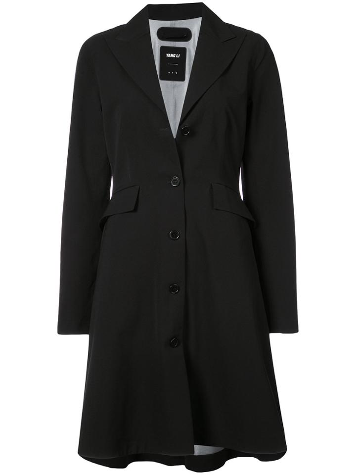 Yang Li Single Breasted Flared Coat - Black