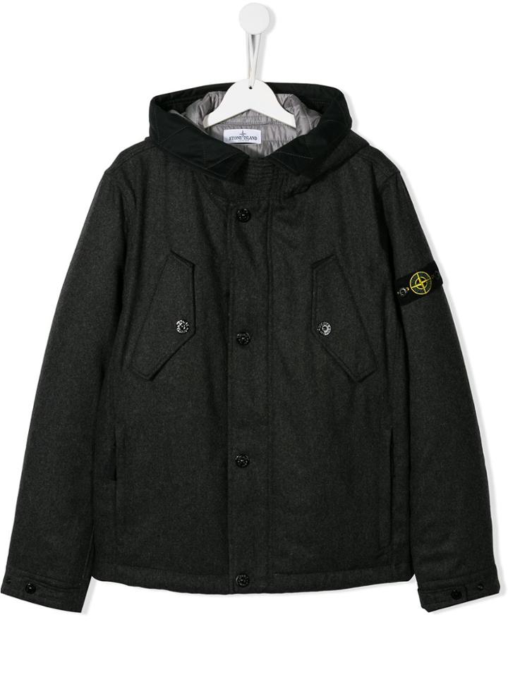 Stone Island Junior Hooded Bomber Jacket - Black