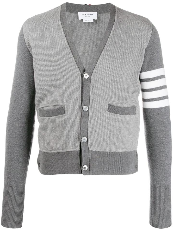 Thom Browne Stripe Detail Cardigan - Grey