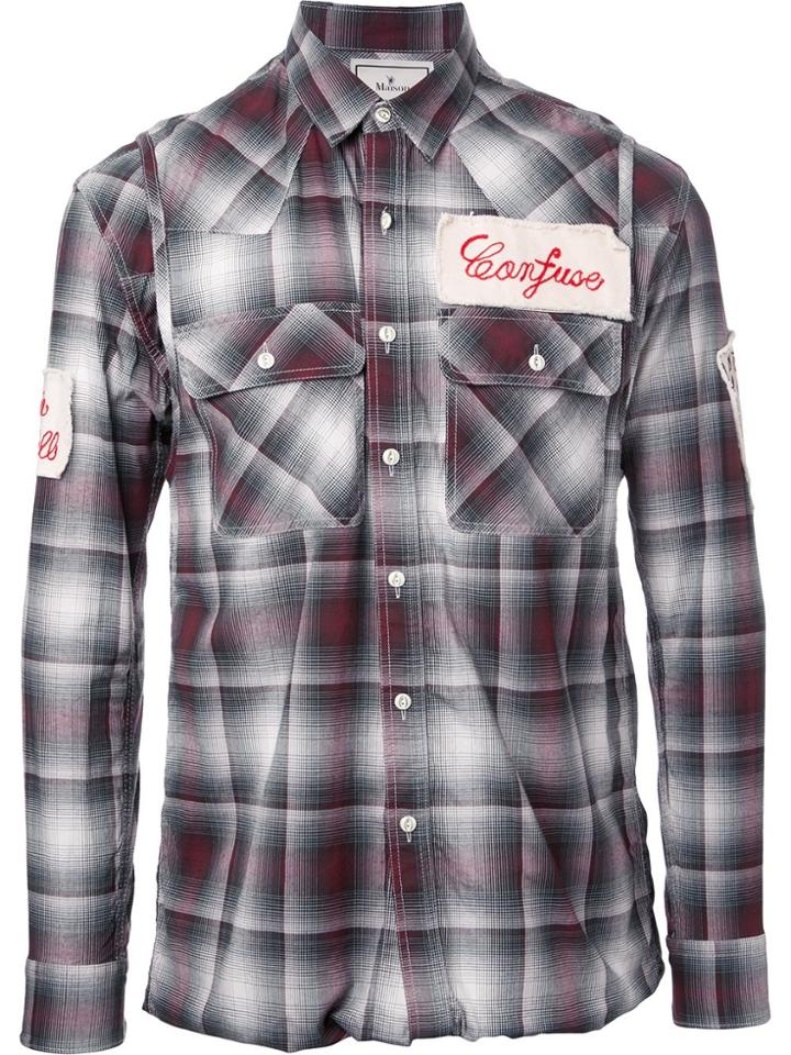 Maison Mihara Yasuhiro Patches Plaid Shirt - Red