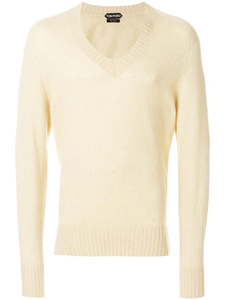 Tom Ford V-neck Jumper - Nude & Neutrals