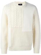 Joseph Cable Knit Asymmetric Jumper, Men's, Size: Large, White, Wool/lambs Wool