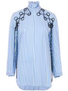 Ellery Striped Embroidered Shirt - Blue
