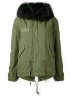 Mr & Mrs Italy - Army Mini Parka - Women - Cotton/leather/polyester/racoon Fur - Xxs, Green, Cotton/leather/polyester/racoon Fur