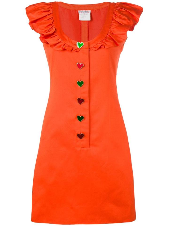 Yves Saint Laurent Pre-owned Sleeveless Ruffled Dress - Orange
