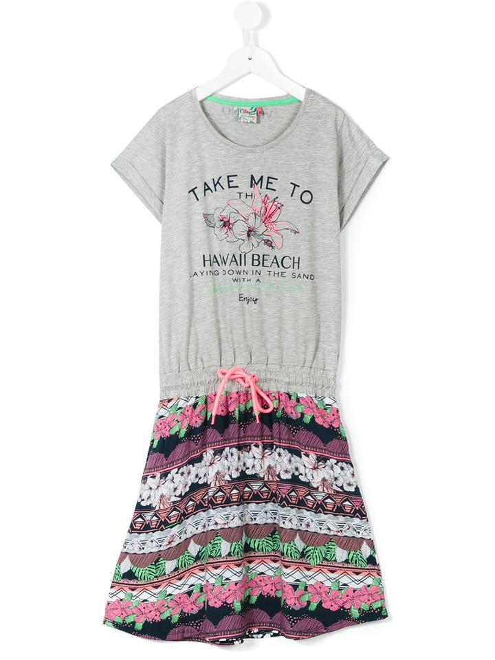 Vingino - Drawstring T-shirt Dress - Kids - Cotton/polyester/viscose - 16 Yrs, Grey