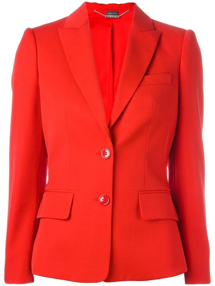 Alexander Mcqueen - Flared Peplum Blazer - Women - Cupro/virgin Wool - 46, Women's, Red, Cupro/virgin Wool