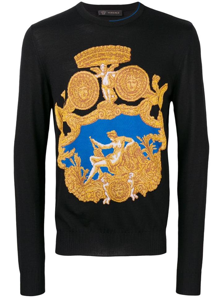 Versace Baroque Knit Jumper - Black