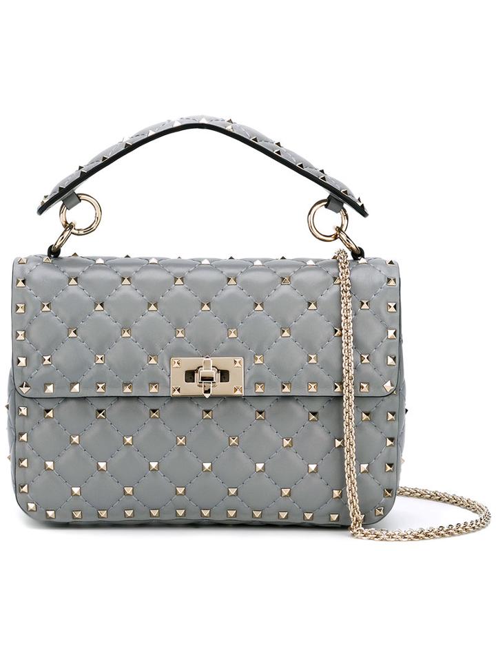 Valentino - Valentino Garavani Rockstud Spike Crossbody Bag - Women - Leather - One Size, Women's, Grey, Leather
