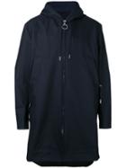 Acne Studios Zipped Hooded Midi Coat, Men's, Size: 46, Blue, Cotton/polyester/viscose
