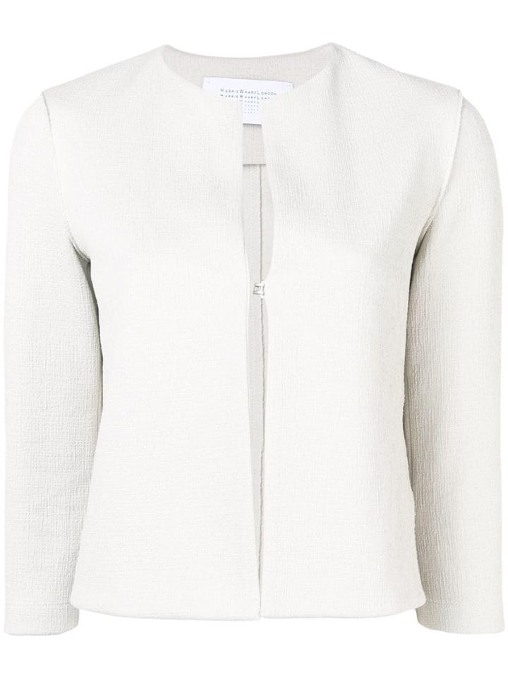 Harris Wharf London Textured Collarless Jacket - Neutrals