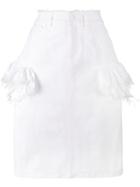 Preen By Thornton Bregazzi - Ruffle Denim Skirt - Women - Cotton/polyamide/viscose - Xs, White, Cotton/polyamide/viscose