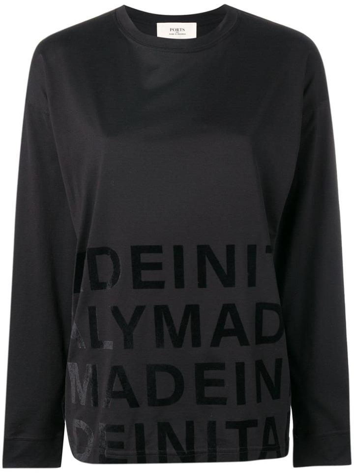 Ports 1961 Printed Jersey Top - Black