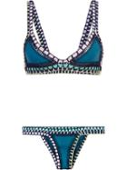Kiini Flor Bikini, Women's, Size: Small, Blue, Nylon/polyester/spandex/elastane