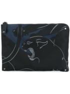 Valentino - Panther Print Document Case - Men - Acrylic/polyamide - One Size, Black, Acrylic/polyamide