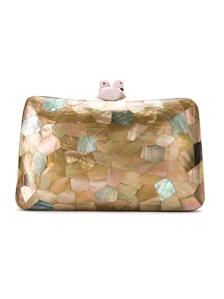 Serpui Mother Of Pearl Clutch - Brown