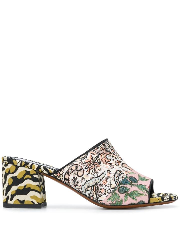 Etro Multi Pattern Heeled Sandals - Black
