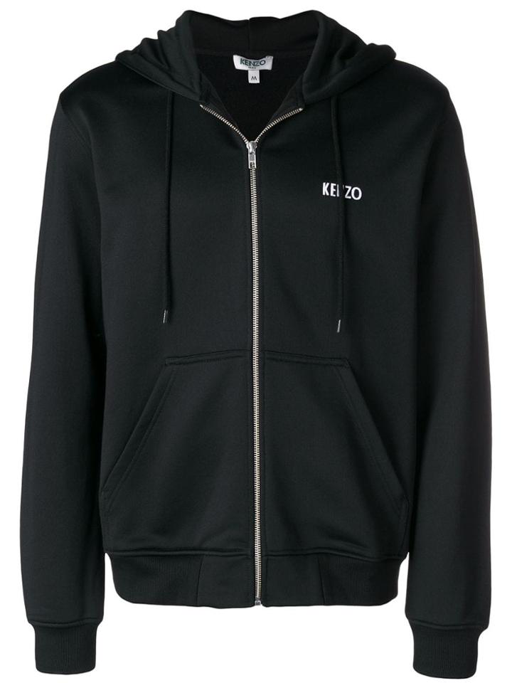 Kenzo Dragon Embroidery Zip Front Hoodie - Black