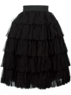 Ruffled Layered Dress, Women's, Size: 42, Black, Silk/polyamide/viscose, Dolce & Gabbana