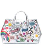 Anya Hindmarch Metallic (grey) Sticker Tote, Women's, Leather