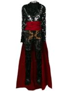 William Vintage Lancetti Black Catsuit With Red Bustle