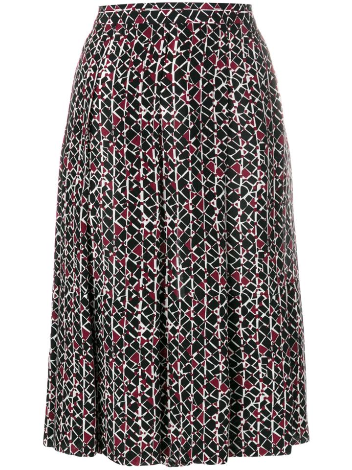 Marni Patterned Pleated Skirt - Black