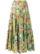 La Doublej High Rise Printed Tiered Skirt - Pink