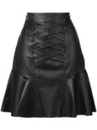 Derek Lam 10 Crosby Lace-up Peplum Skirt - Black