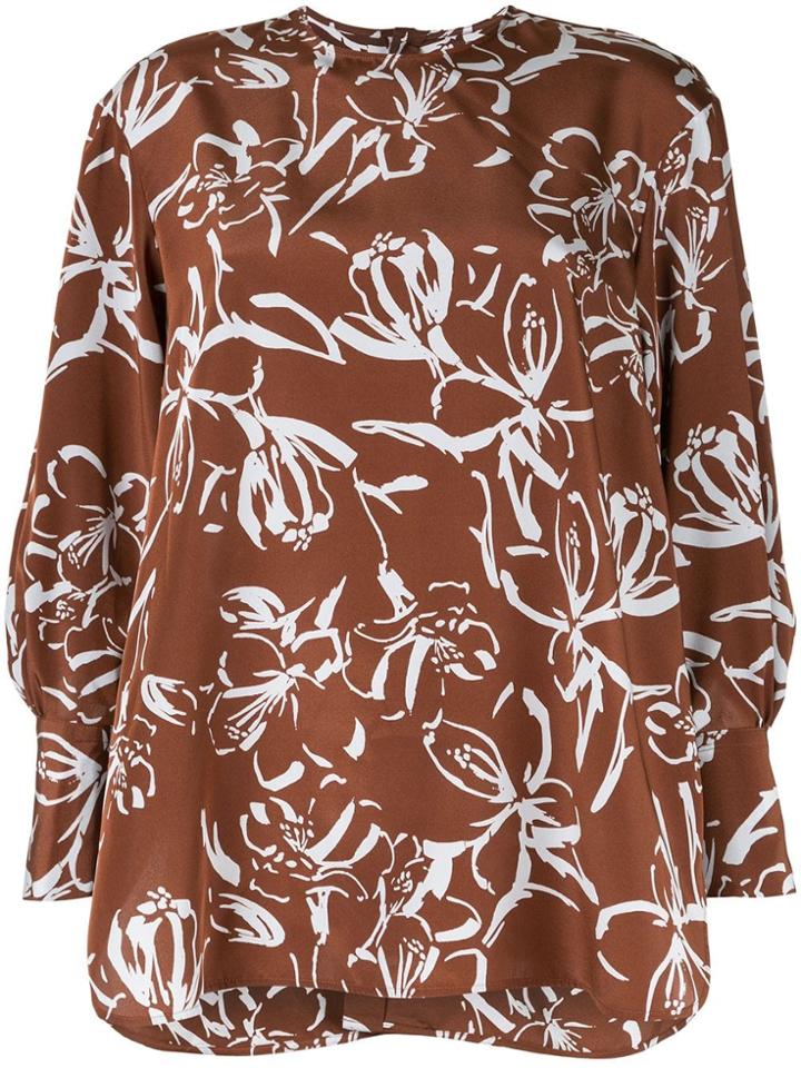 Ballsey Floral Print Blouse - Brown