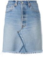 Re/done Short Denim Skirt, Women's, Size: 28, Blue, Cotton/leather