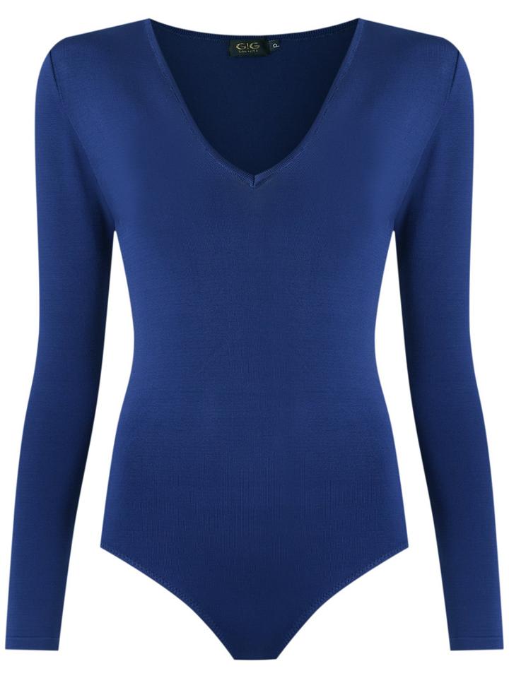 Gig - V Neck Knit Body - Women - Viscose - M, Women's, Blue, Viscose