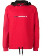 Karl Lagerfeld Logo Print Hoodie - Red