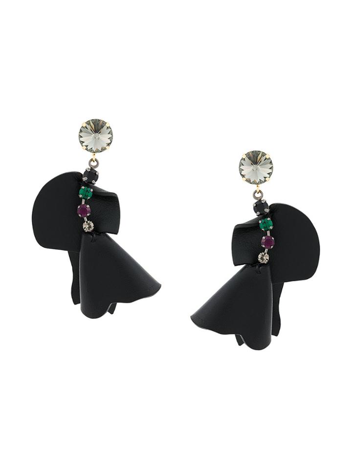 Marni Embellished Flower Earrings - Black