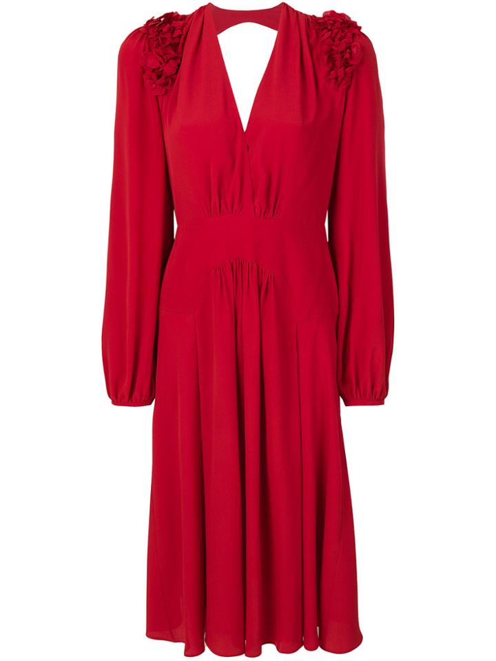 No21 Ruffle Detail Crepe Dress - Red