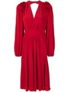 No21 Ruffle Detail Crepe Dress - Red