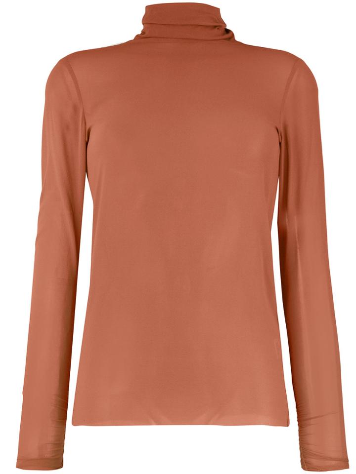 Nude Turtle Neck Blouse - Pink & Purple