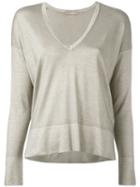 Cruciani - V-neck Jumper - Women - Silk/cashmere - 38, Brown, Silk/cashmere