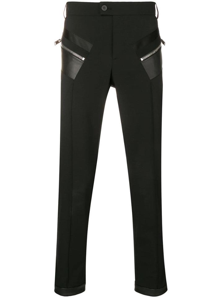 Les Hommes Zip Detail Skinny Trousers - Black