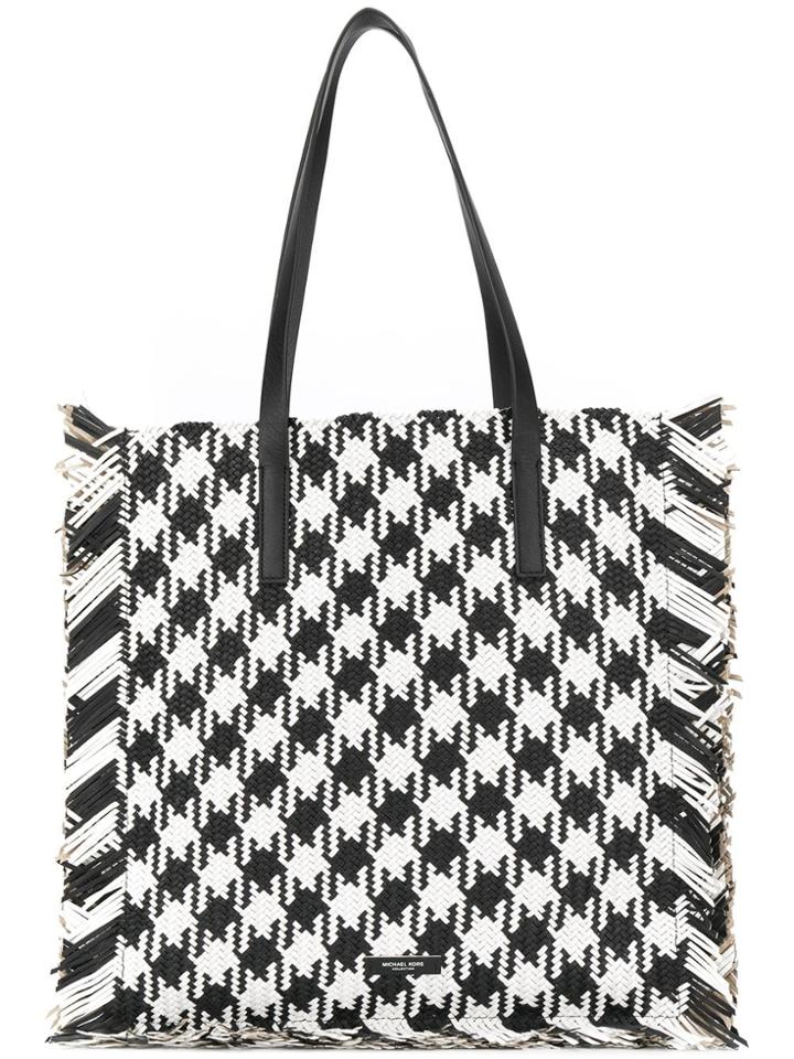 Michael Kors Collection Houndstooth Woven Tote - Black